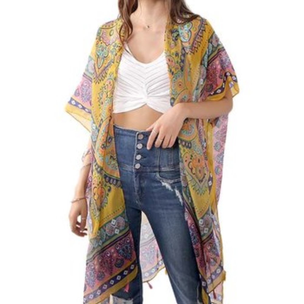 Orange & Red Abstract Kimono